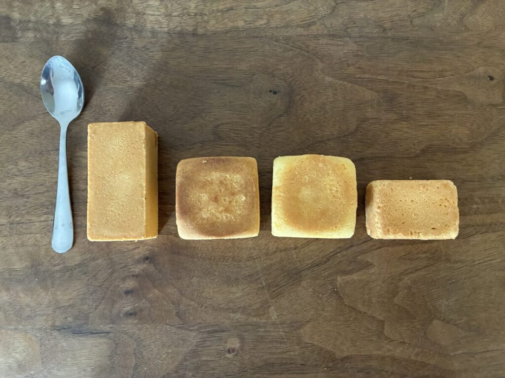 台湾パイナップルケーキ4ブランドのサイズ比較（サニーヒルズ・郭元益・佳徳・新東陽）